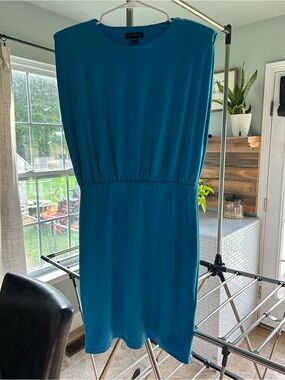 Express Teal Sleeveless Elastic-Waist Shift Dress